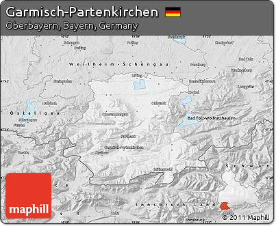 Silver Style Map of Garmisch-Partenkirchen