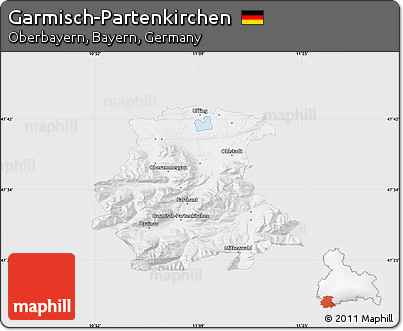 Silver Style Map of Garmisch-Partenkirchen, single color outside