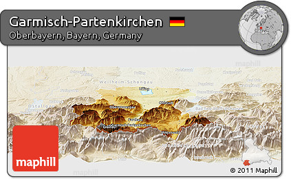 Physical Panoramic Map of Garmisch-Partenkirchen, lighten