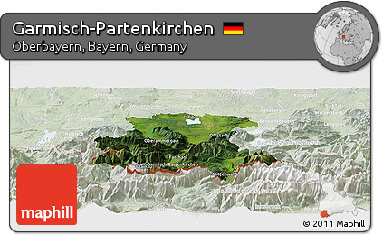 Satellite Panoramic Map of Garmisch-Partenkirchen, lighten
