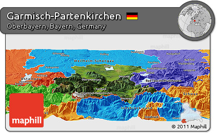 Satellite Panoramic Map of Garmisch-Partenkirchen, political outside