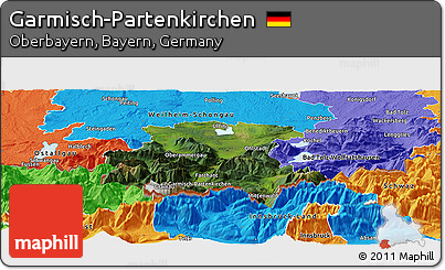 Satellite Panoramic Map of Garmisch-Partenkirchen, political outside