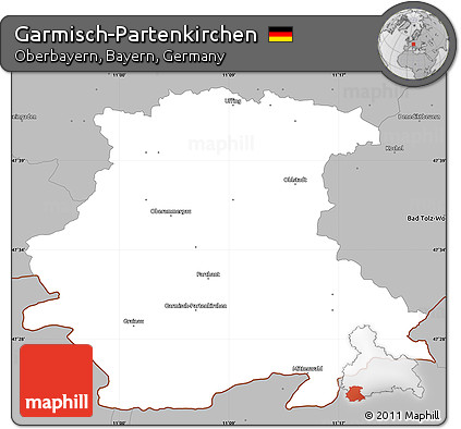 Gray Simple Map of Garmisch-Partenkirchen