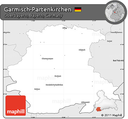 Silver Style Simple Map of Garmisch-Partenkirchen