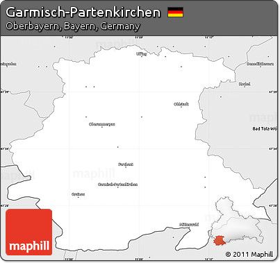 Silver Style Simple Map of Garmisch-Partenkirchen