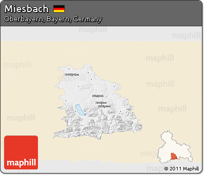 Classic Style 3D Map of Miesbach, single color outside