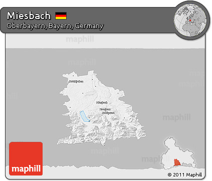 Gray 3D Map of Miesbach, single color outside