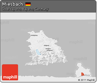 Gray 3D Map of Miesbach, single color outside