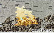 Physical 3D Map of Miesbach, darken, semi-desaturated