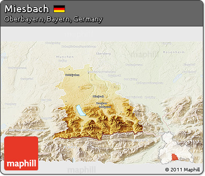Physical 3D Map of Miesbach, lighten