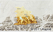 Physical 3D Map of Miesbach, lighten, semi-desaturated