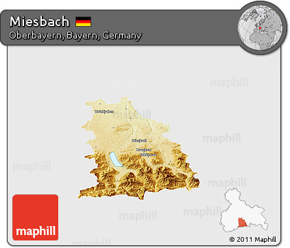 Physical 3D Map of Miesbach, single color outside
