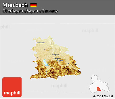 Physical 3D Map of Miesbach, single color outside