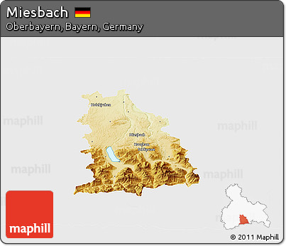 Physical 3D Map of Miesbach, single color outside