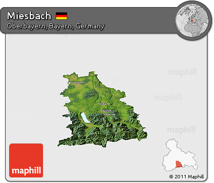 Satellite 3D Map of Miesbach, single color outside