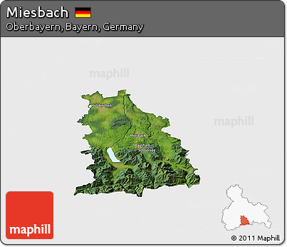 Satellite 3D Map of Miesbach, single color outside