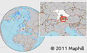 Gray Location Map of Miesbach, highlighted parent region, highlighted grandparent region