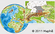 Physical Location Map of Miesbach, highlighted country, highlighted grandparent region