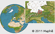 Satellite Location Map of Miesbach, highlighted country, highlighted parent region