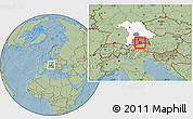 Savanna Style Location Map of Miesbach, highlighted parent region, highlighted grandparent region, hill shading