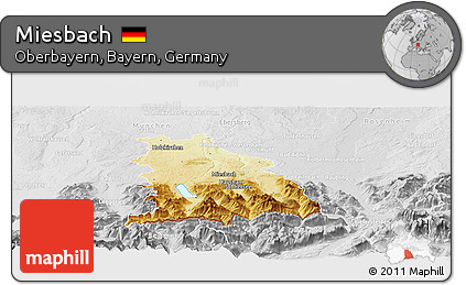 Physical Panoramic Map of Miesbach, lighten, desaturated