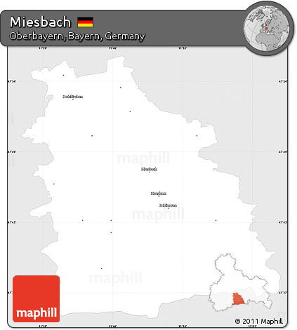 Silver Style Simple Map of Miesbach, single color outside