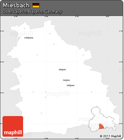 Silver Style Simple Map of Miesbach, single color outside