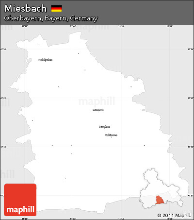 Silver Style Simple Map of Miesbach, single color outside