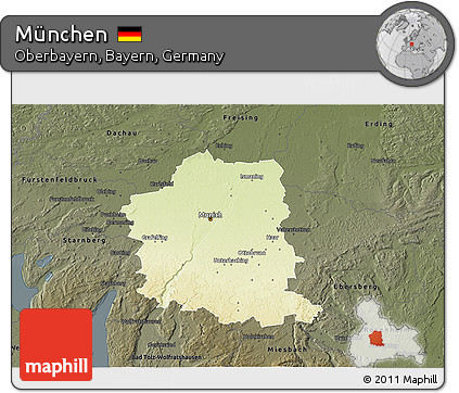 Physical 3D Map of München, darken