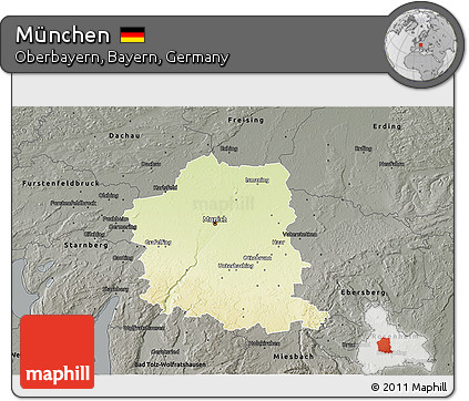 Physical 3D Map of München, darken, semi-desaturated