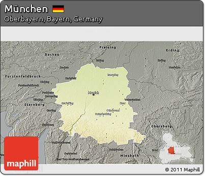 Physical 3D Map of München, darken, semi-desaturated