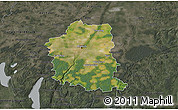 Satellite 3D Map of München, darken, semi-desaturated