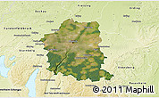 Satellite 3D Map of München, physical outside