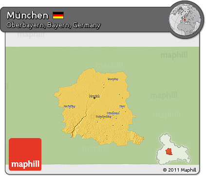 Savanna Style 3D Map of München, single color outside