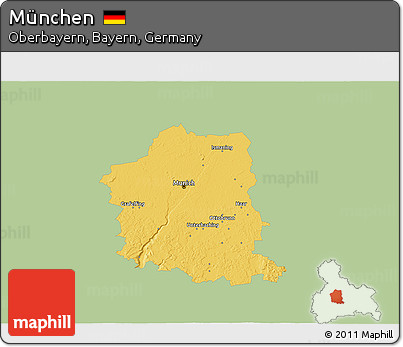 Savanna Style 3D Map of München, single color outside