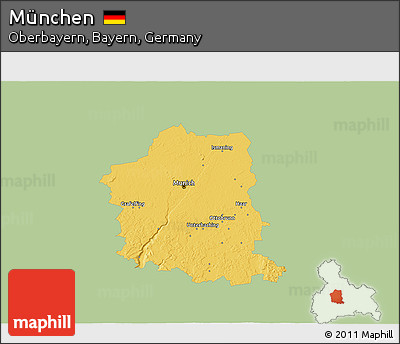 Savanna Style 3D Map of München, single color outside