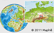 Physical Location Map of München, highlighted parent region, highlighted grandparent region, within the entire country