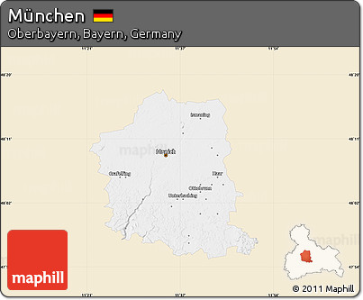 Classic Style Map of München, single color outside