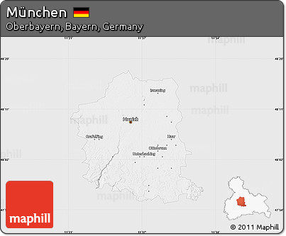 Silver Style Map of München, single color outside