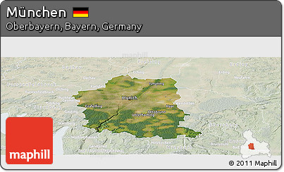 Satellite Panoramic Map of München, lighten