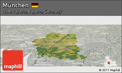 Satellite Panoramic Map of München, lighten, semi-desaturated