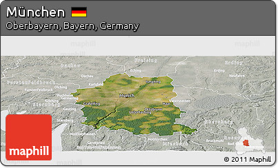 Satellite Panoramic Map of München, lighten, semi-desaturated