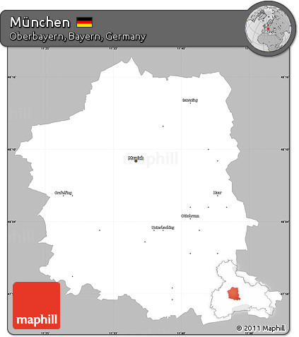 Gray Simple Map of München, single color outside
