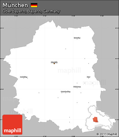Gray Simple Map of München, single color outside