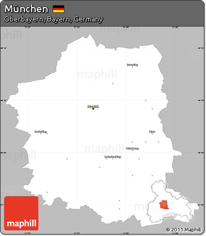 Gray Simple Map of München, single color outside
