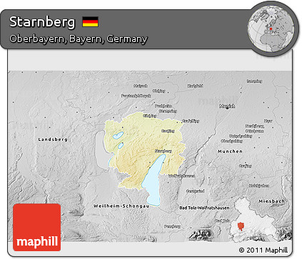 Physical 3D Map of Starnberg, desaturated