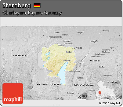 Physical 3D Map of Starnberg, desaturated
