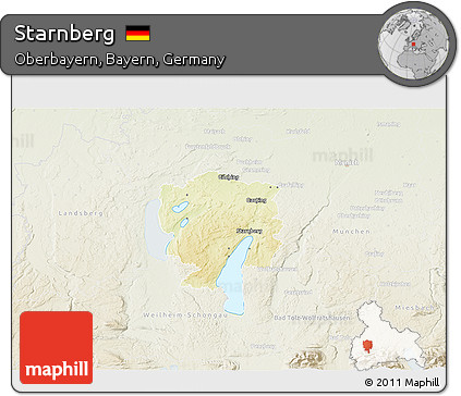 Physical 3D Map of Starnberg, lighten