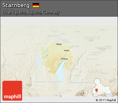 Physical 3D Map of Starnberg, lighten