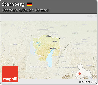 Physical 3D Map of Starnberg, lighten